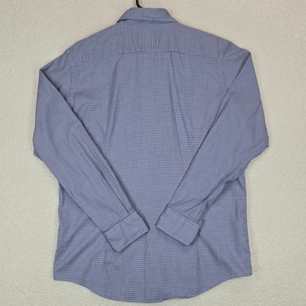 Rodd & Gunn L Italian‎ Cotton Shirt Blue White Geometric Microprint Sports Fit - Picture 6 of 14